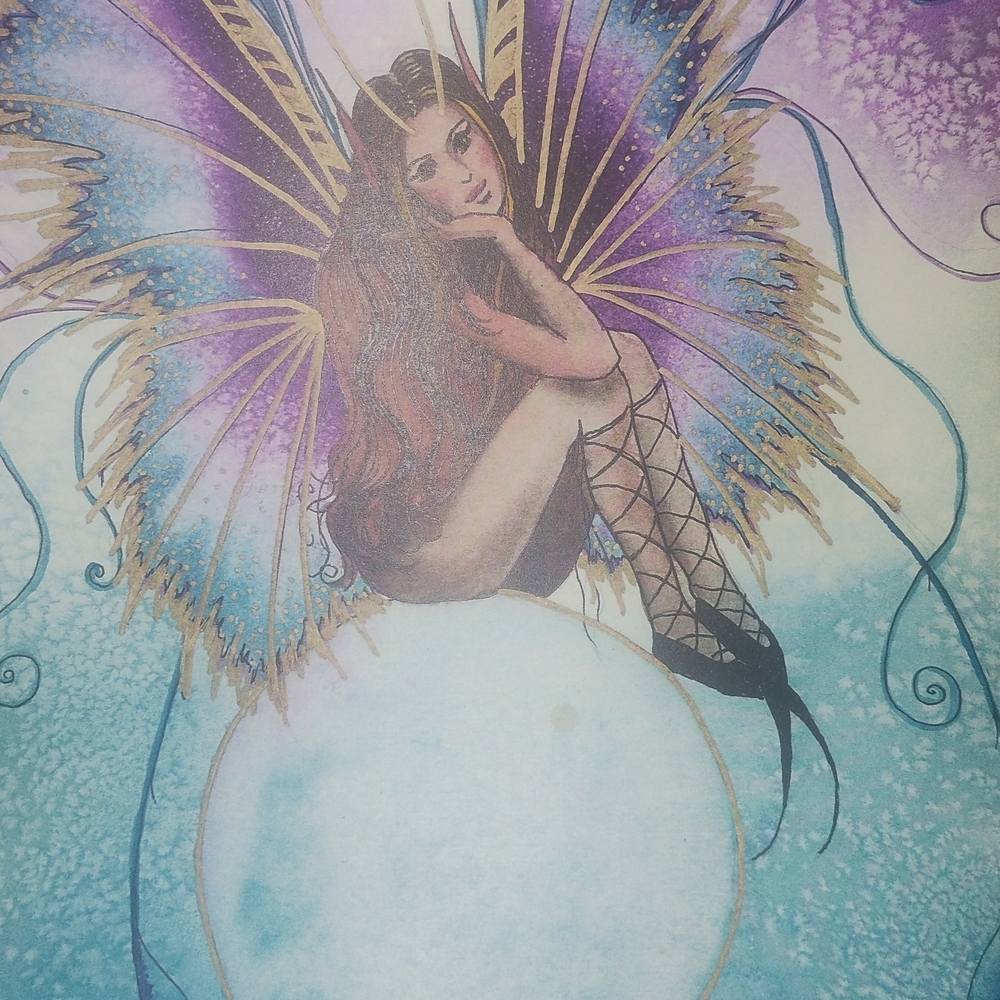 Signed 8×10 Fairy Art Print with Purple and Gold
